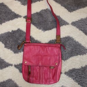Pink Leather Fossil Crossbody